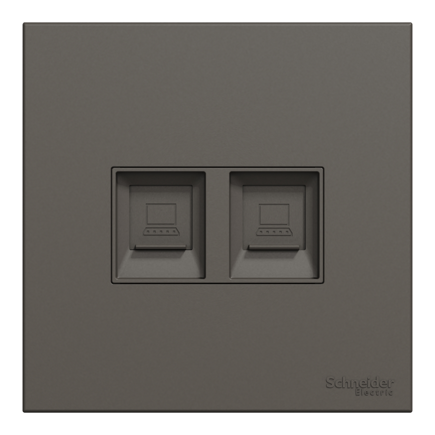 Schneider 施耐德 AvatarOn C 奐然 兩位RJ11電話及RJ45 5e類數據插座, Keystone面板備防塵活門(石墨灰)