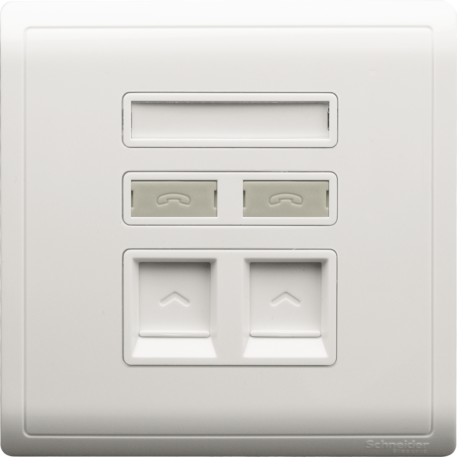 Schneider 施耐德 Pieno 丰尚 兩位RJ11電話及RJ45 5e類數據插座, Keystone面板備防塵活門(白)E8232TDRJS_5_WE