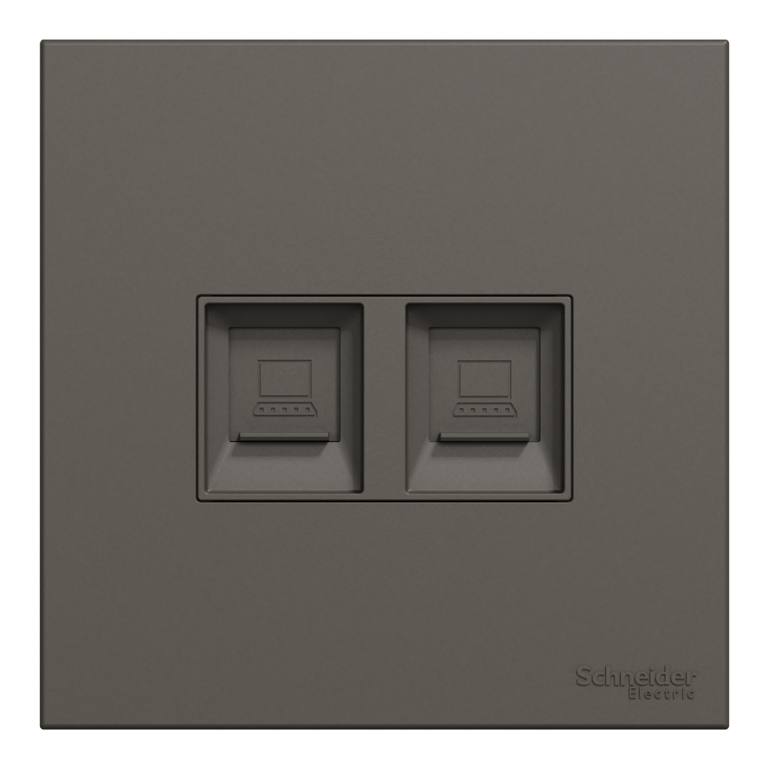 Schneider 施耐德 AvatarOn C 奐然 兩位RJ45 5e類數據插座, Keystone面板備防塵活門(石墨灰)