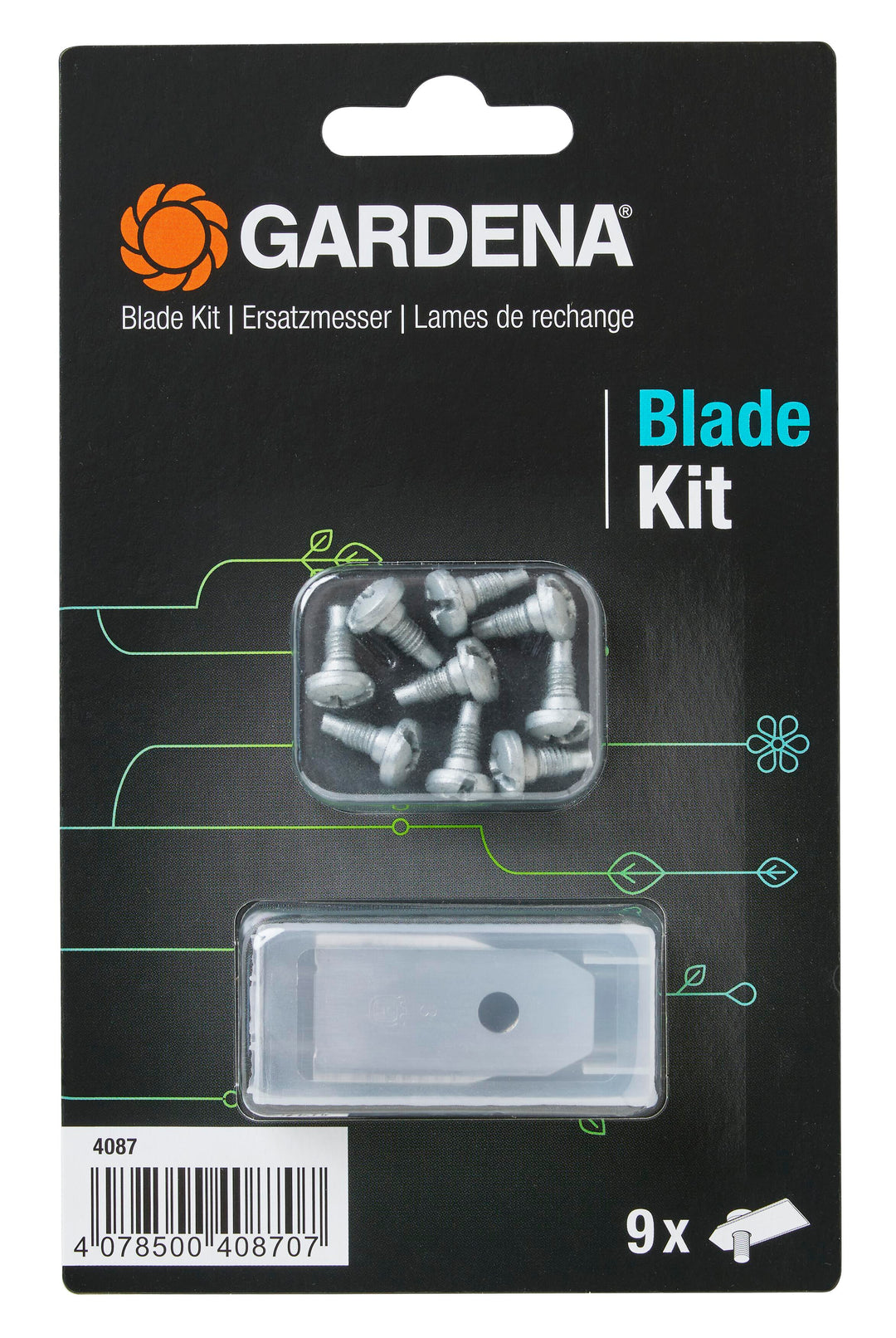 GARDENA 4087-20 九片備用刀片及固定螺絲套裝