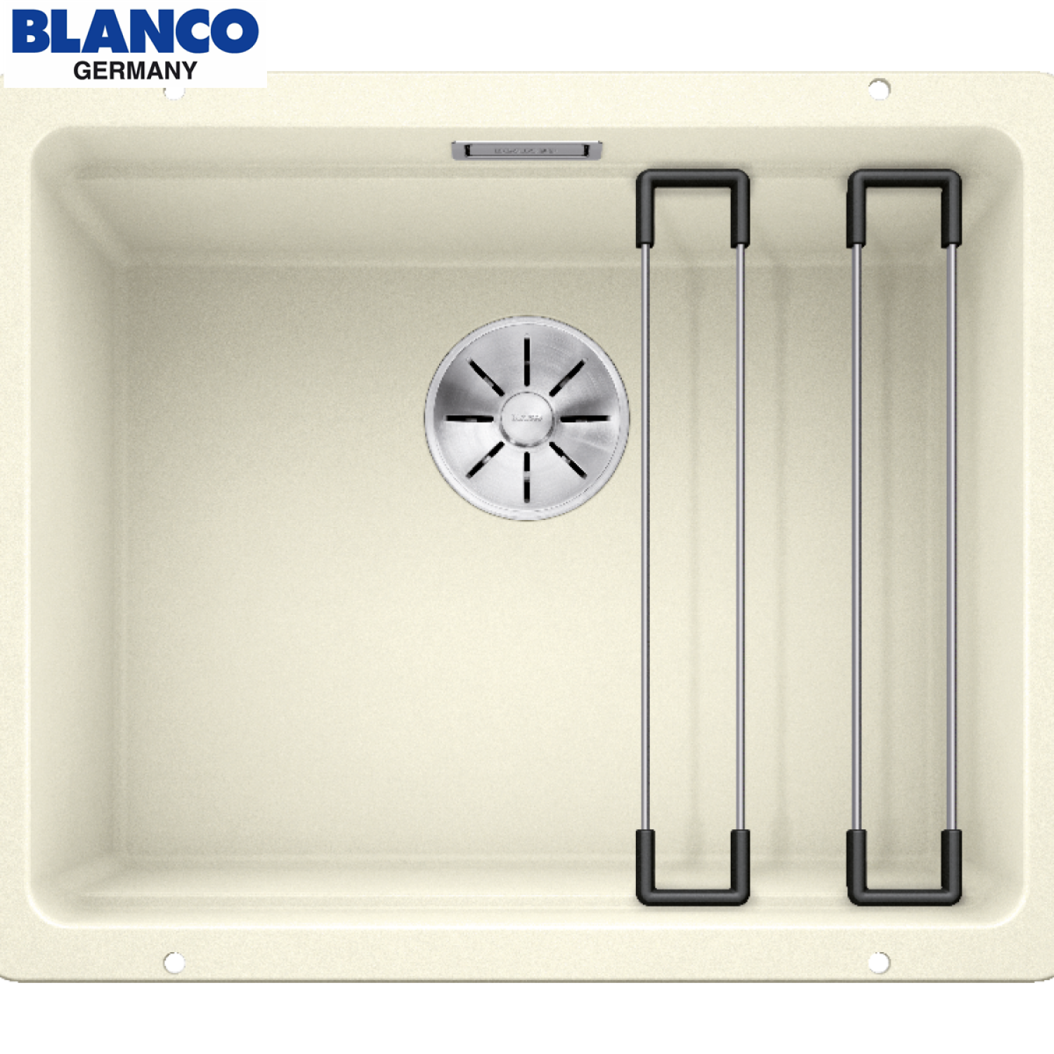 BLANCO ETAGON 500-U 522232 茉莉白 SILGRANIT 花崗岩複合台下單星盆,附兩支 ETAGON 不鏽鋼導軌及 InFino 落水