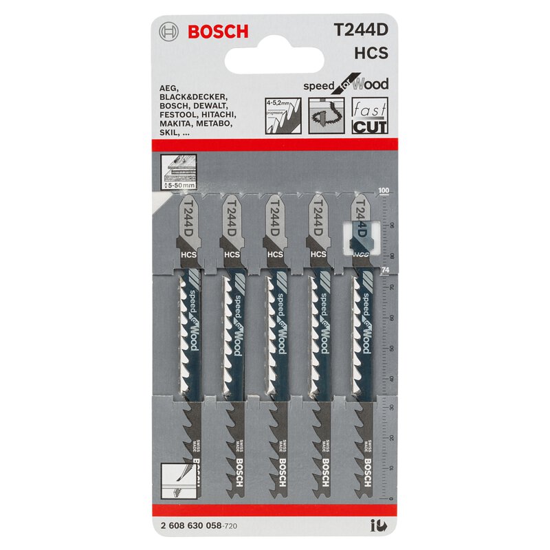 BOSCH T244D 積梳鋸片 (5片裝) (快速切割) (可轉彎) | JACO 積高